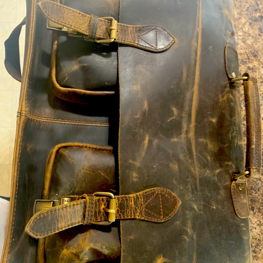 Genuine leather hand crafted laptop messenger bag